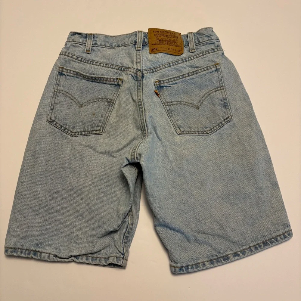 Levi's 550 Denim Shorts Mens 30 Light Wash Orange Tab Relaxed Fit Vintage 36550